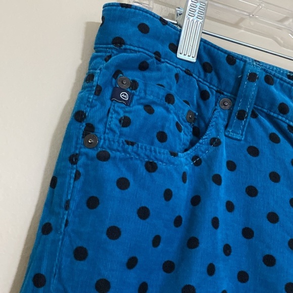 AG the Stevie Blue Polka Dot Pants corduroy women 29R slim straight Y2K retro - Picture 3 of 12